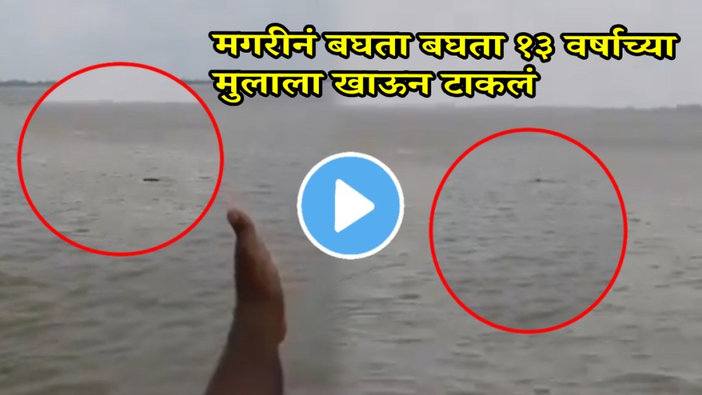 Shocking video of crocodile attack video 13 year old boy disappears into river in up video goes viral on social media