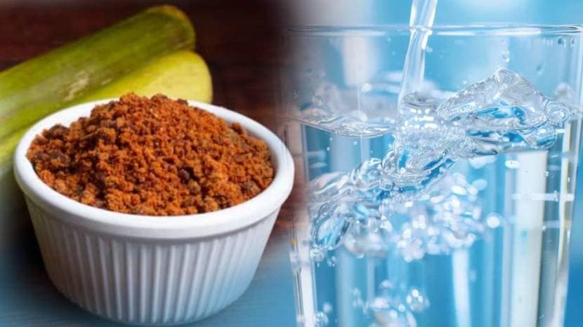 Water with a jaggery on an empty stomach