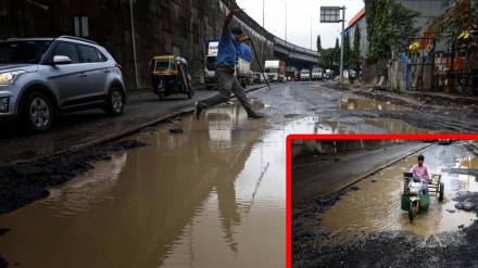 Mumbai Goa highway potholes, Panvel traffic issues, road accidents Navi Mumbai, Palaspe Phata road repair, Maharashtra traffic safety, Navi Mumbai pothole problems,