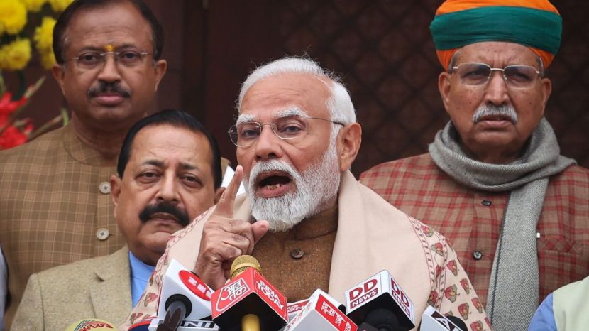 PM Narendra Modi, Infosys Founder Narayana Murthy And BJP MP Tejasvi Surya