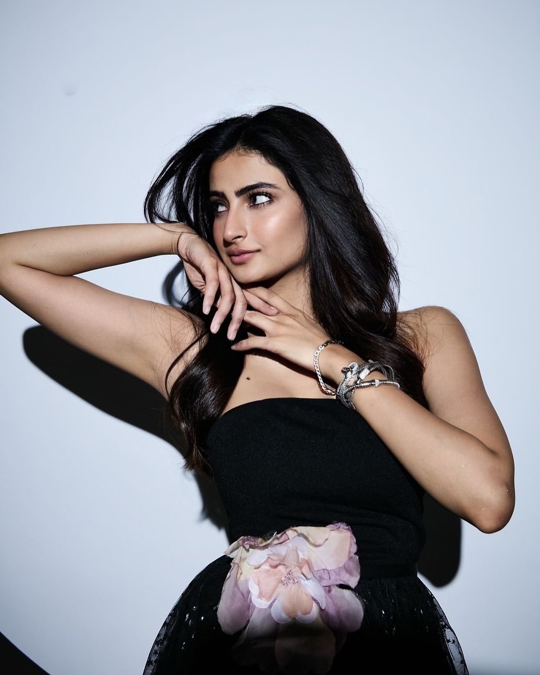 Palak Tiwari Black Off-Shoulder Shimmery Dress