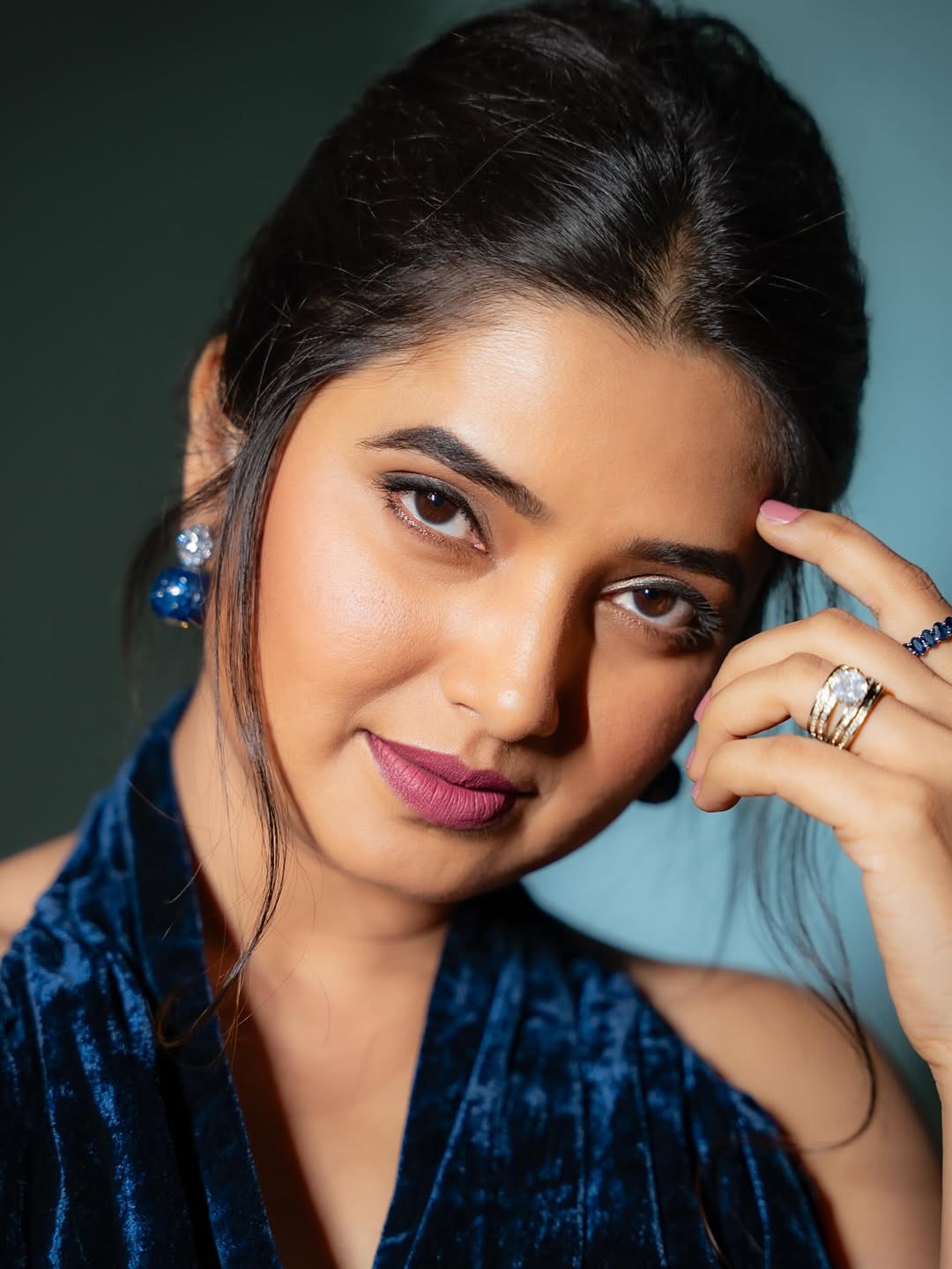 Prajakta Mali Backless Velvet Dress
