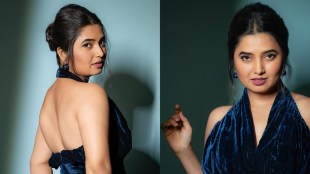 Prajakta Mali Backless Velvet Dress
