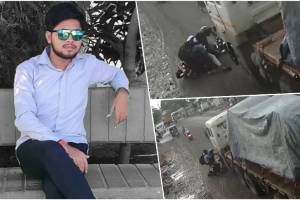 A two-wheeler rider died in a horrific accident on Pune's Talegaon-Mhalunge road
