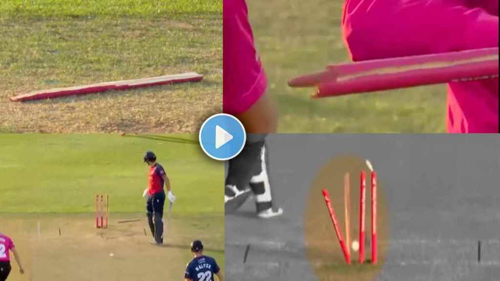 Riley Meredith Splits Stump Down The Middle in Vitality Blast Somerset vs Essex Watch Video