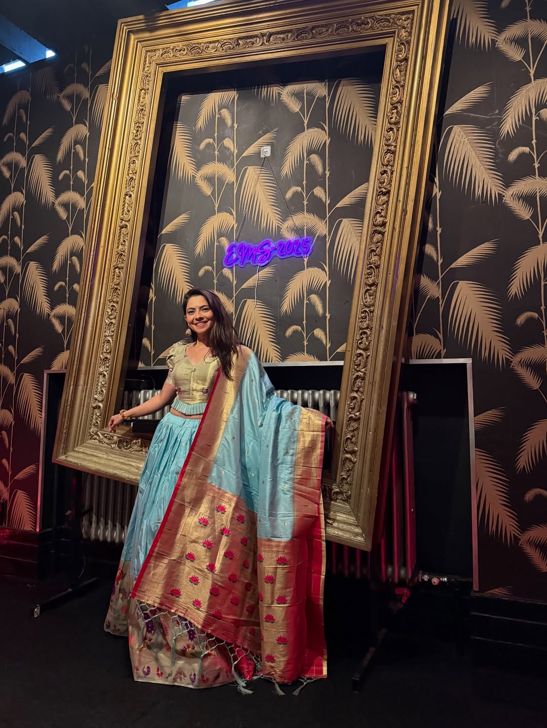 Sonalee Kulkarni Sky Blue Paithani Lehenga