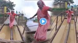 एक चूक बेतली असती जीवावर! पाहा नदी ओलांडणाऱ्या आजीचा VIDEO; पुलाची अवस्था पाहून तुमच्याही काळजाचा चुकेल ठोका!