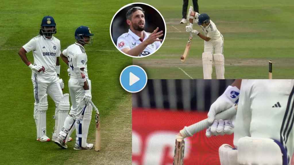 Yashasvi Jaiswal Bat handle Breaks on Chris Woakes Delivery Left in Shock Video Viral IND vs ENG 4th test