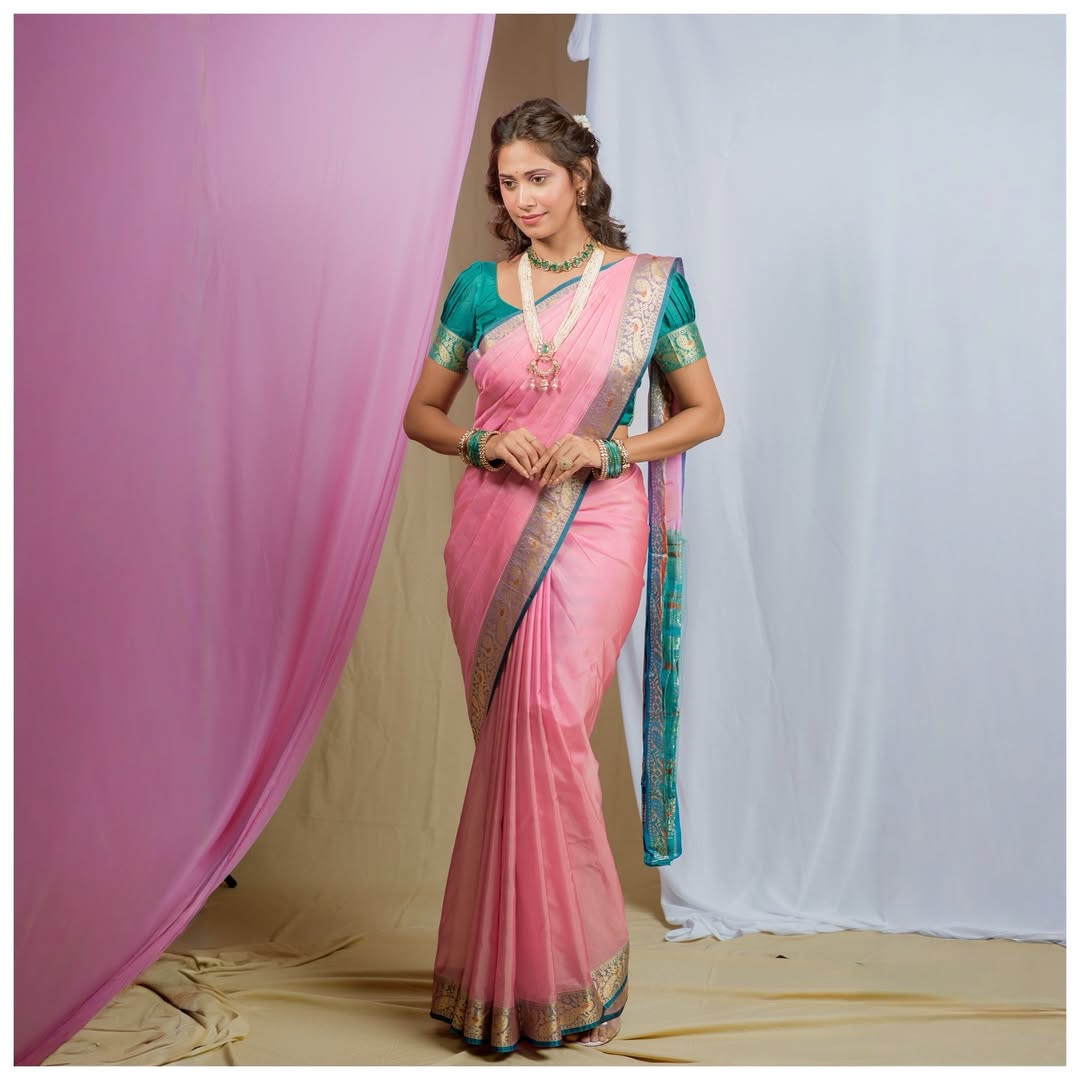 Yogita Chavan Pink Saree Look
