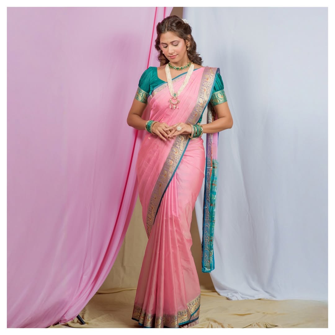 Yogita Chavan Pink Saree Look