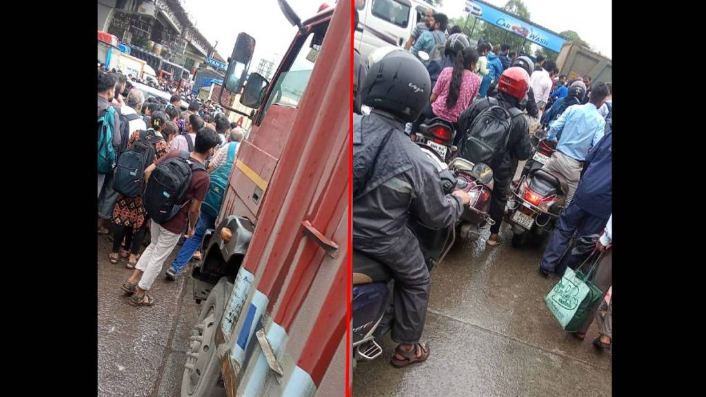 Traffic jam in Kasheli, Kalher, Bhiwandi due to indiscipline in metro work