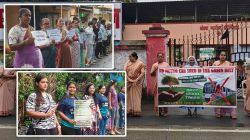 डोंगरी कारशेड रद्द करा, बेकायदा वृक्षतोड थांबवा; डोंगरी आणि आसपासच्या गावातील स्थानिकांचे मानवी साखळी आंदोलन