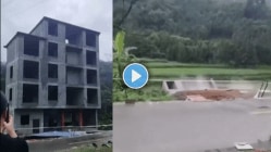 फक्त ७ सेकंदात होत्याचं झालं नव्हतं! ५ मजली इमारत झटक्यात नदीत कोसळली! भयावह विध्वंसाचा Video viral