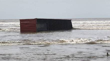 Container found on Kalamb beach in Vasai