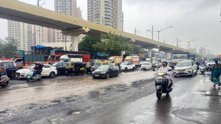 Traffic on highways slowed down due to rain