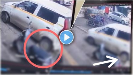 pimpri chinchwad news dog crushed by car in navi sangvi area CCTV footage viral