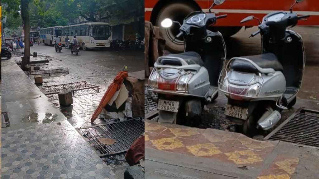 dombivli traffic chaos due to illegal iron stairs and vendors footpath encroachment triggers congestion