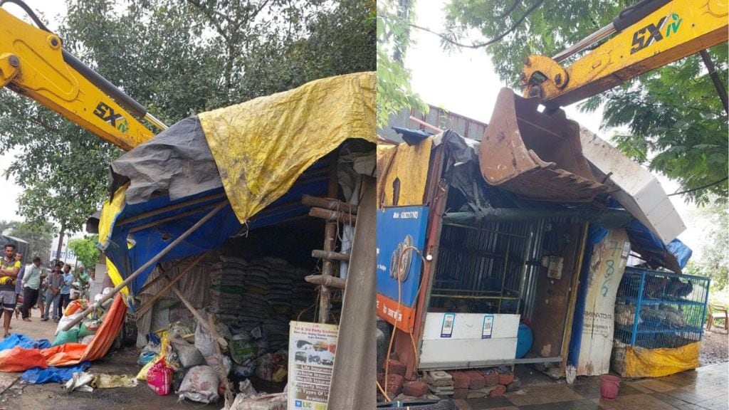 dombivli   thakurli cholegaon hawkers encroachment cleared over 100 illegal structures removed