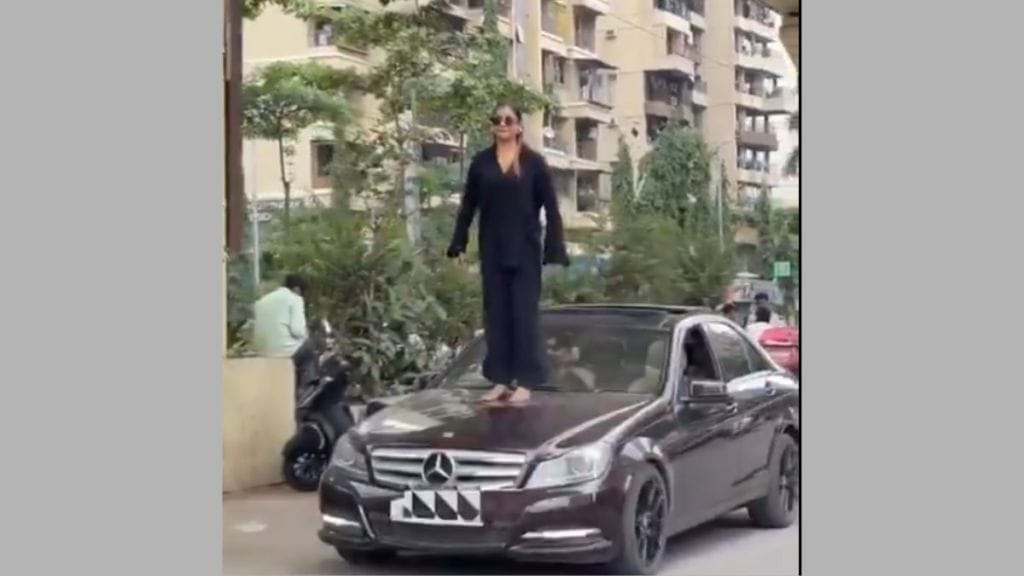 girl performs dangerous dance on moving Mercedes in Kharghar goes viral