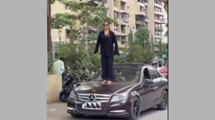 girl performs dangerous dance on moving Mercedes in Kharghar goes viral