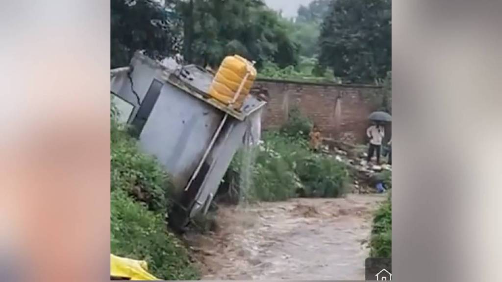 Public toilet on the bank of the drain washed away due to rain Nagpur news