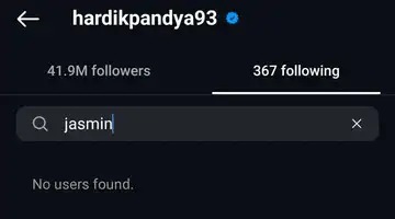 Hardik Pandya Unfollow Jasmine Walia on Instagram