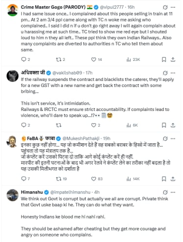 Train assault after catering complaint IRCTC negligence video viralPublic reaction on social media