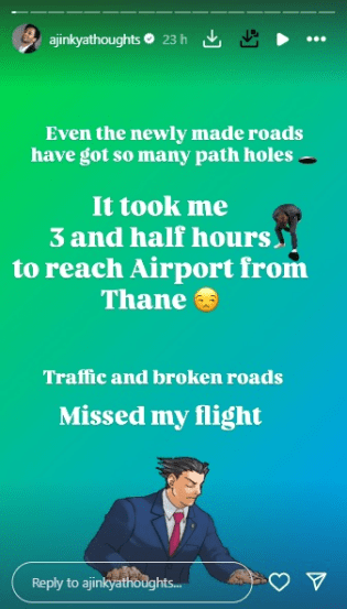 अजिंक्य राऊत इन्स्टाग्राम स्टोरी