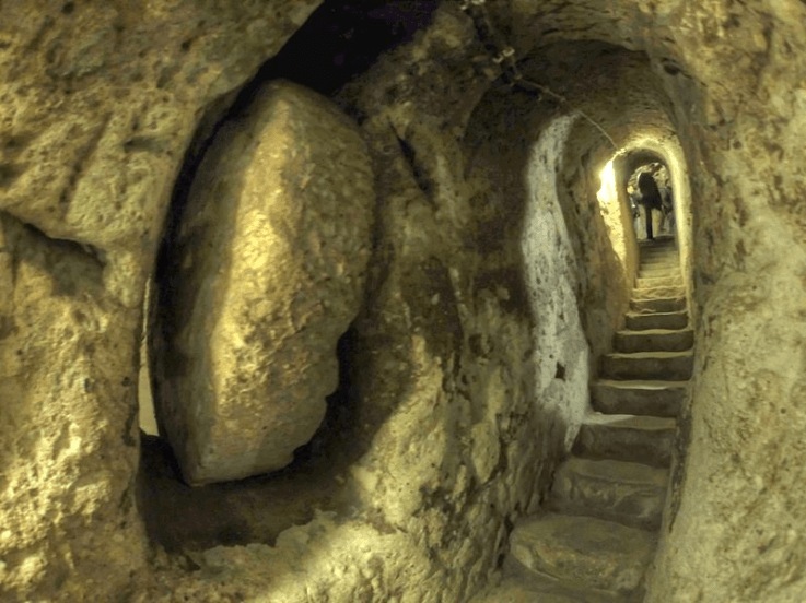 Rock-cut passage inside Derinkuyu multi-level underground city