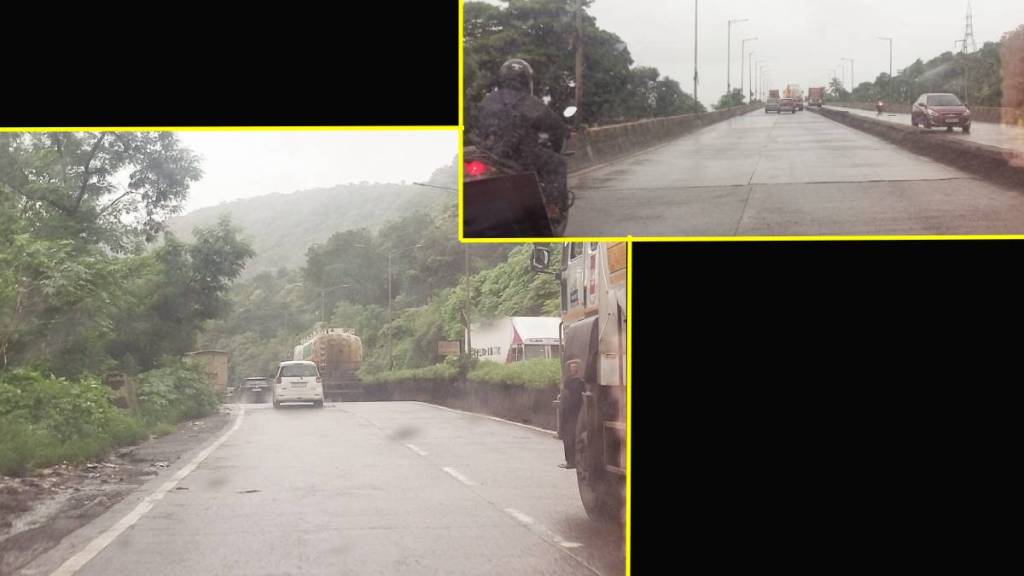 Vehicles running towards Navi Mumbai on Mumbra bypass road via Mankoli.