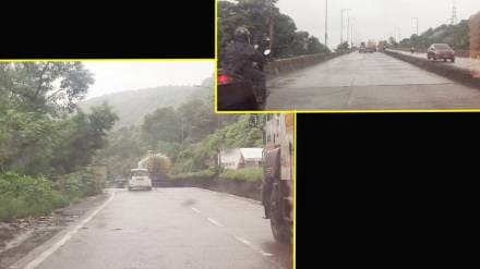 Vehicles running towards Navi Mumbai on Mumbra bypass road via Mankoli.