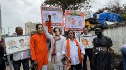 ठाकरेंचा मुखवटा, हातात चाबुक आणि महाराष्ट्रद्रोही यमाला फटके…