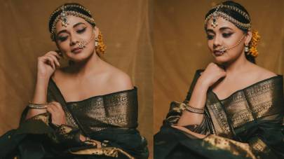 Photos: हिरवी साडी, पारंपरिक दागिने; प्रार्थना बेहरेच्या नव्या लूकची चर्चा