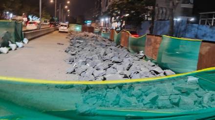 newly constructed cement concrete road road dug up in Bhayandar