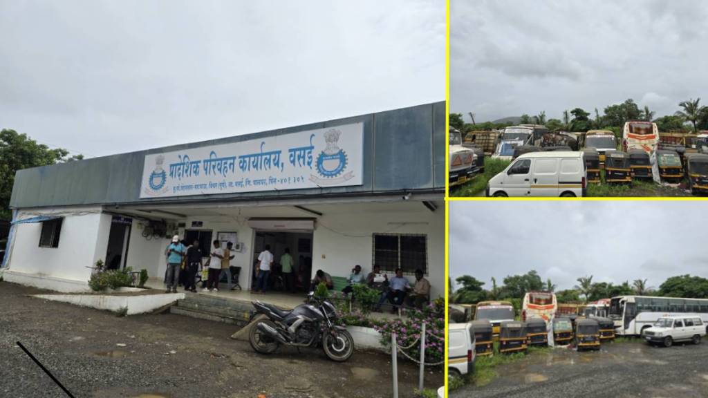 Auction of pile of seized vehicles in front of Vasai Transport Office