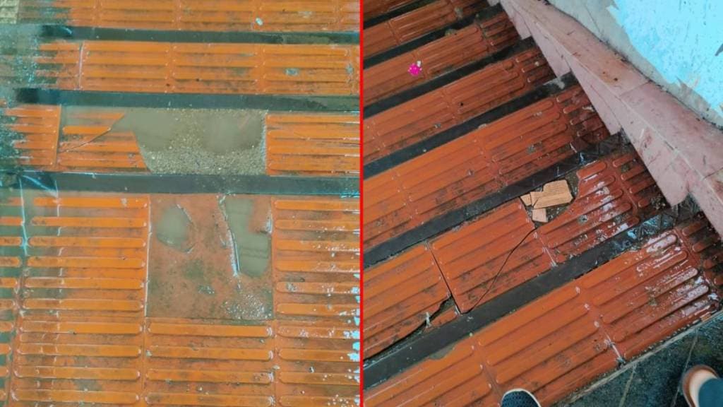 The poor condition of the stairs of the SATIS Bridge in Thane Station West