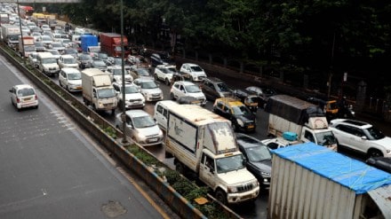 Traffic jam on highway in Thane district