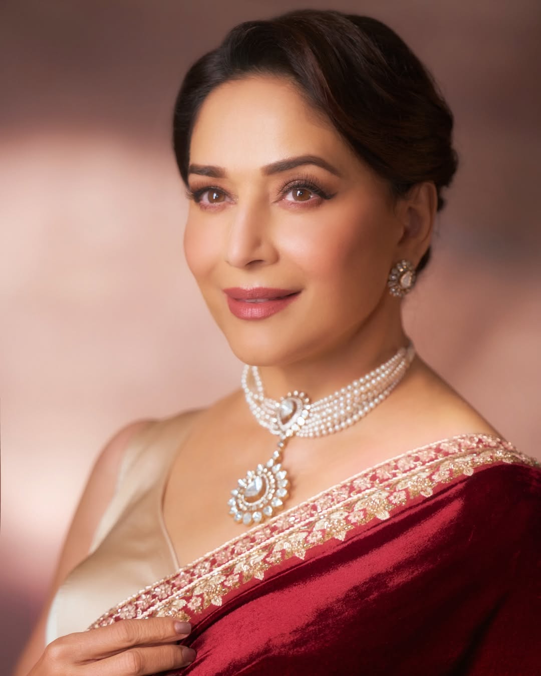  madhuri dixit purple Saree photoshoot 