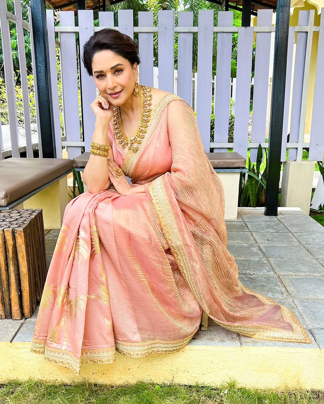 Madhuri Dixit Pink Saree Photoshoot