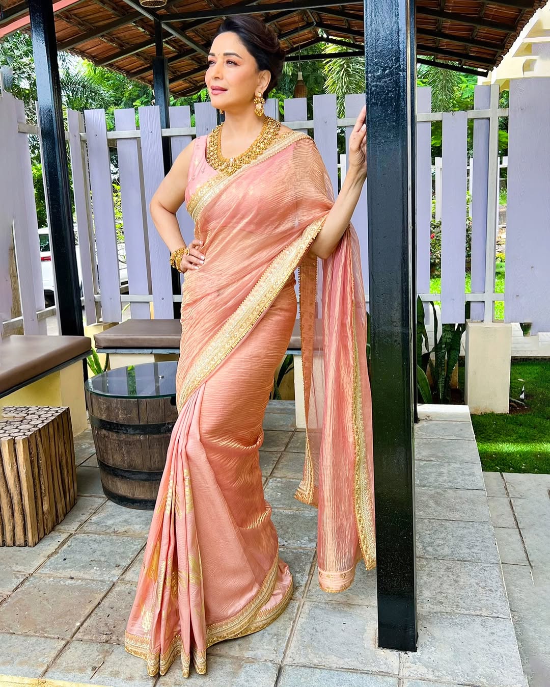 Madhuri Dixit Pink Saree Photoshoot