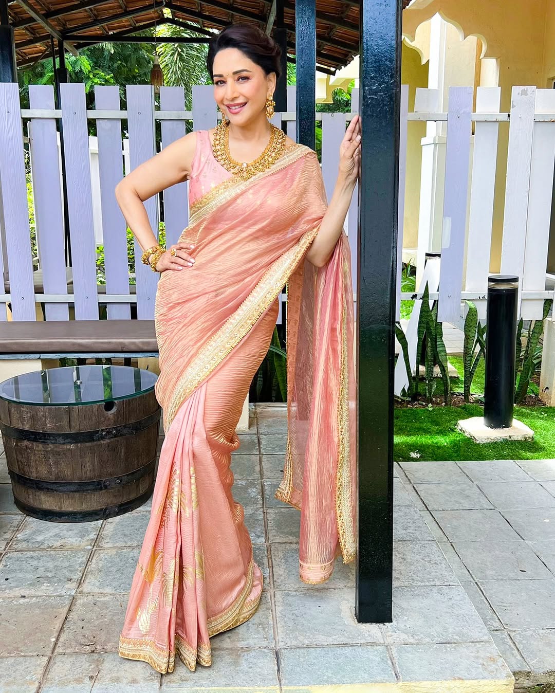 Madhuri Dixit Pink Saree Photoshoot