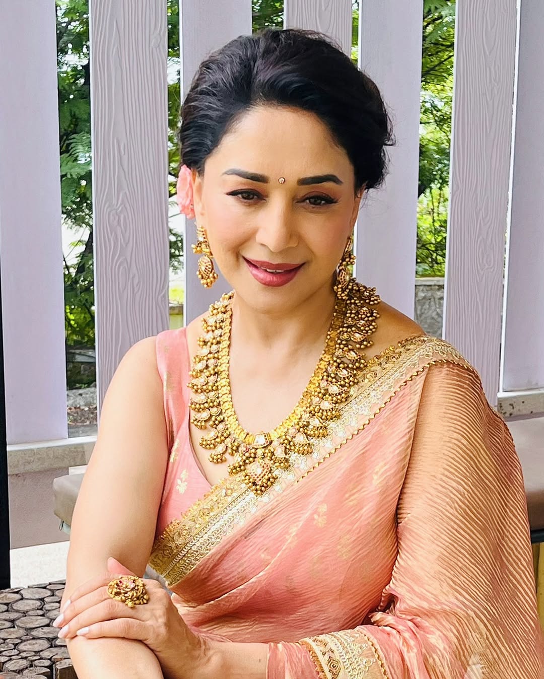 Madhuri Dixit Pink Saree Photoshoot