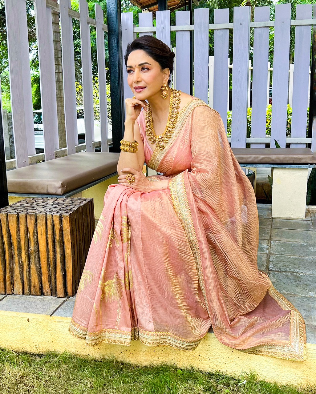 Madhuri Dixit Pink Saree Photoshoot