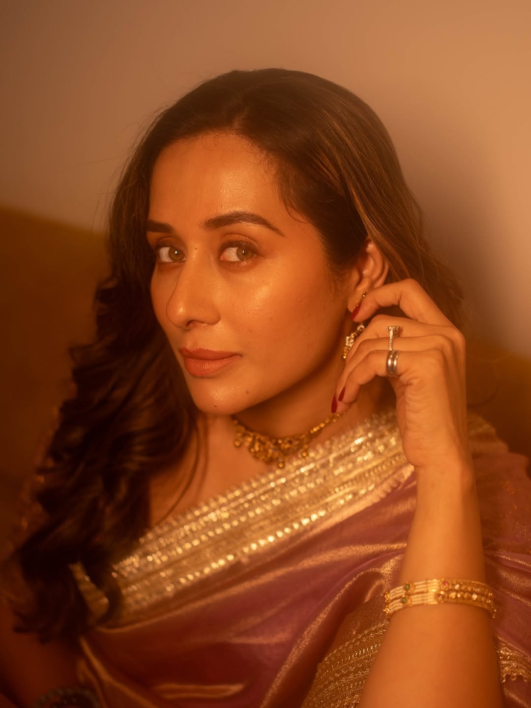Tejaswini Lonari in tissue saree,