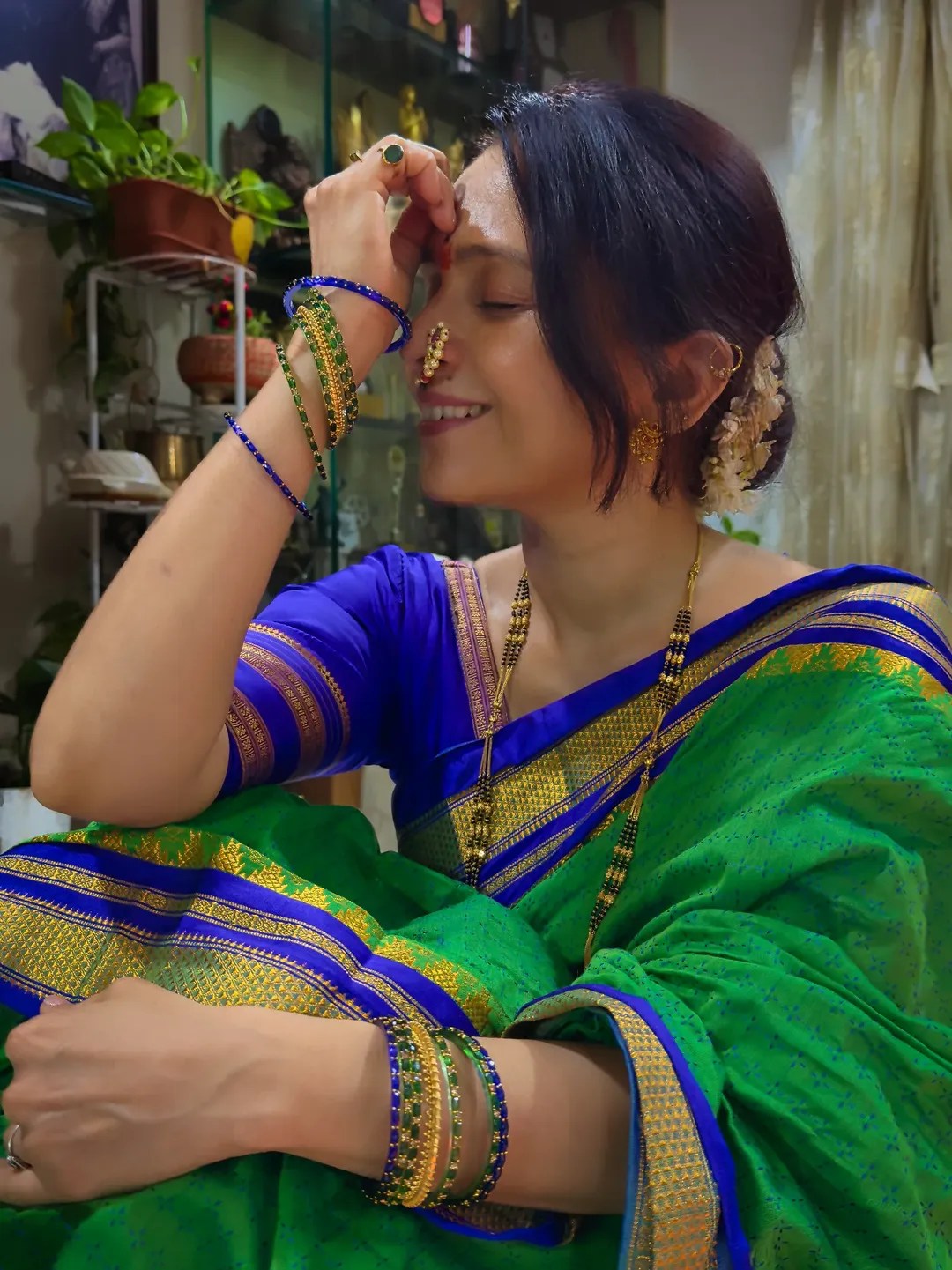 Aishwarya Narkar Green Cotton Saree Look