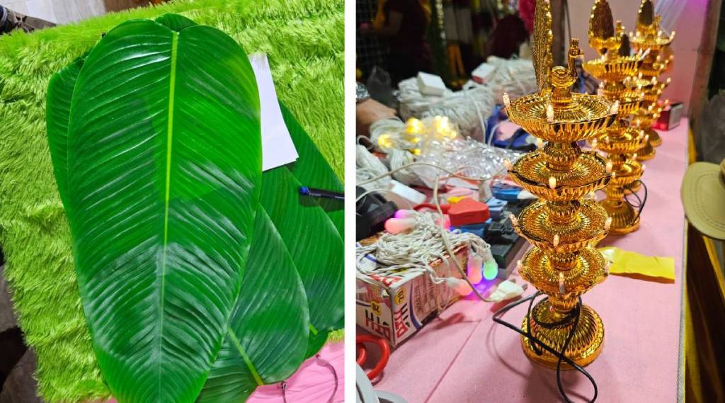 Artificial banana leaves in the market