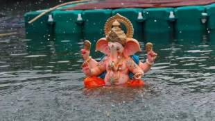 Artificial pond for Ganesh immersion at Girgaon beach