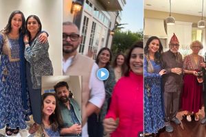 Ashwini Bhave share video of mohan agashe, amol palekar, sachin khedekar, adinath kothare, sonali kulkarni, avadhoot gupte, vaidehi parashurami visiting her home in america