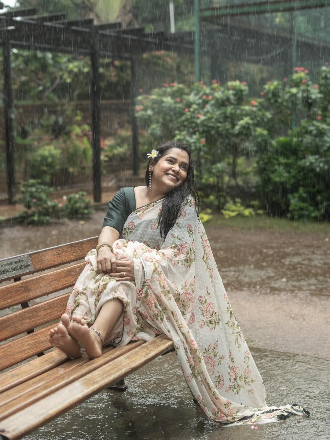 Chetana Bhat Rain Saree Look Photoshoot