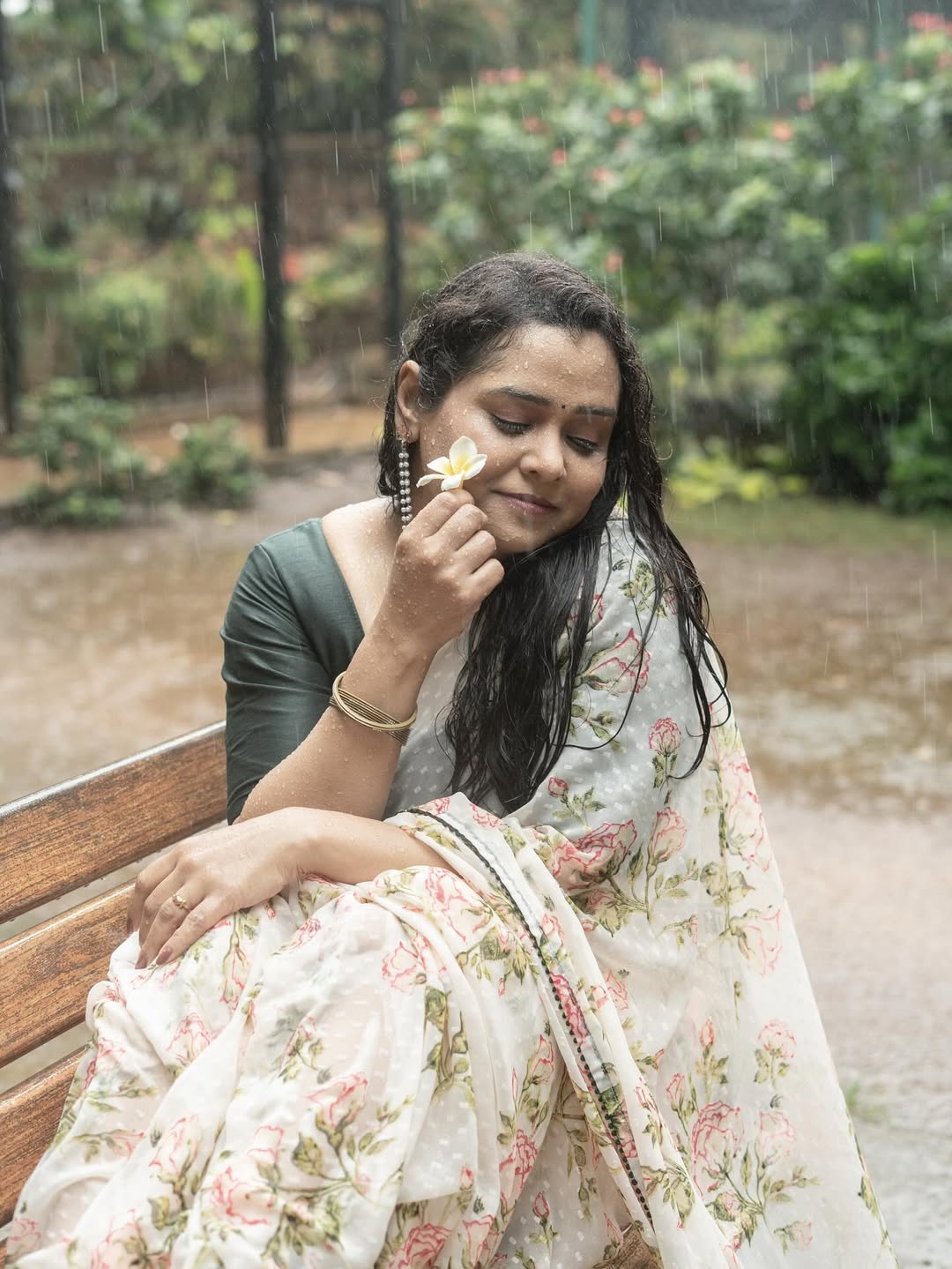 Chetana Bhat Rain Saree Look Photoshoot